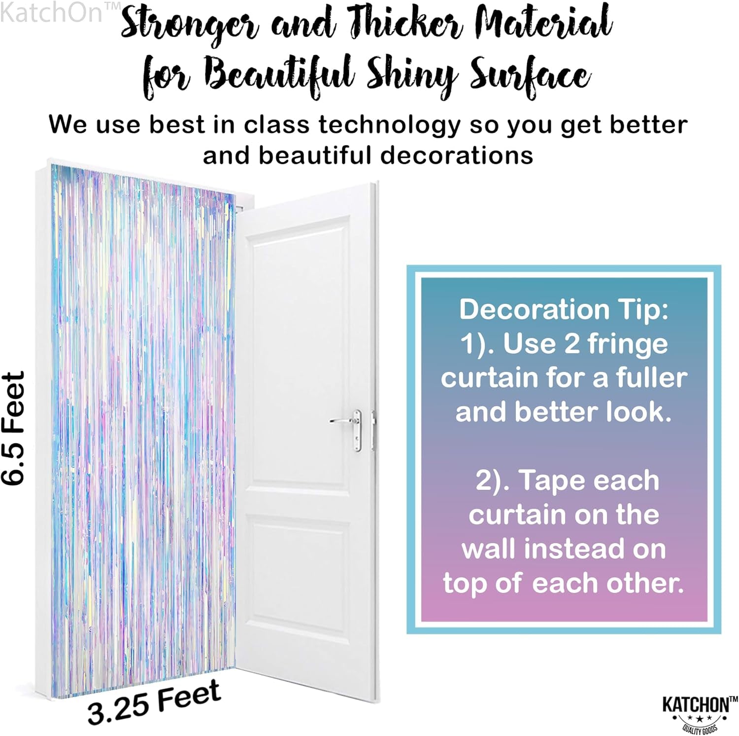 , Neon Iridescent Streamers | Iridescent Party Decorations | Mermaid, Unicorn, Birthday Decorations | Fringe Backdrop for Anniversary Engagement Bachelorette Party Decoration