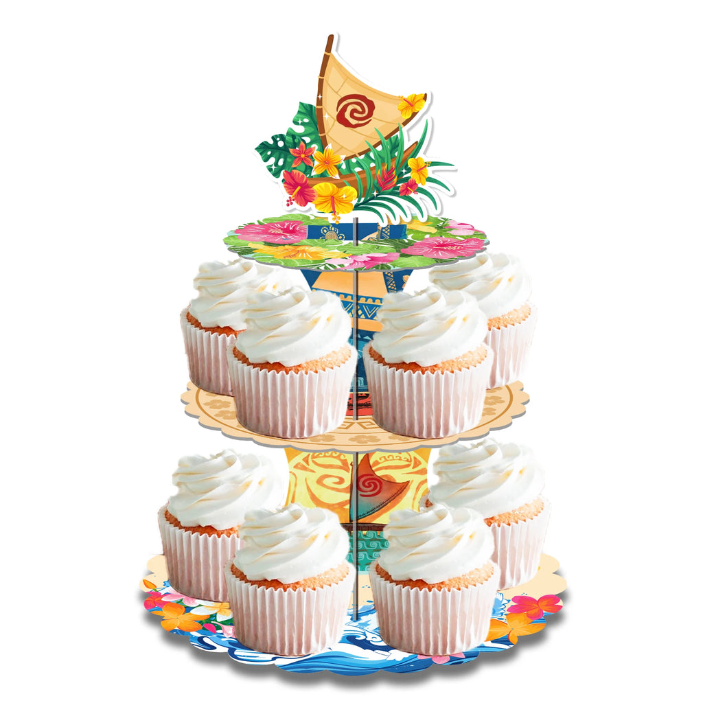 3Tier Moana Sailing Adventure Party Cake Display Stand Kid Birthday Dessert Cupcake Rack Stand Baby Shower Party Cake Tray Decor
