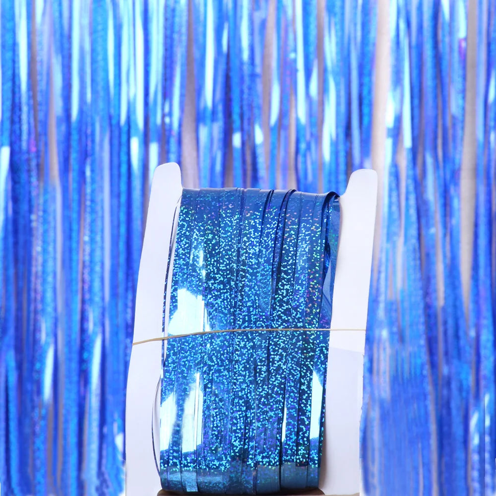 Tinsel Blue Pink Foil Curtain 1X3M Party Background Gold Beige Green Foil Fringe Curtain 1M 2M Backdrop