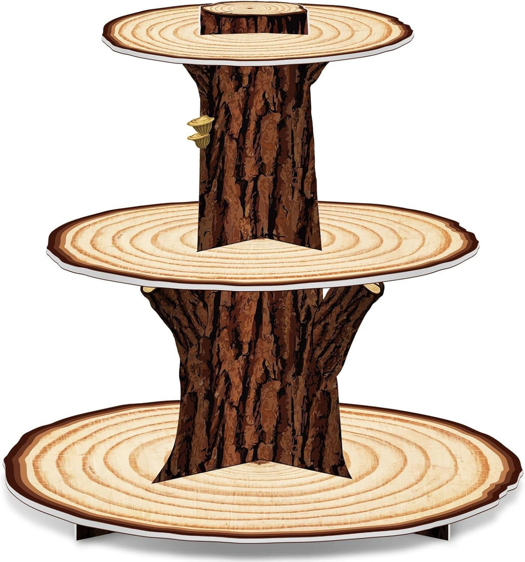 Three-Tier Wooden Cupcake Stand for Western-Themed Parties