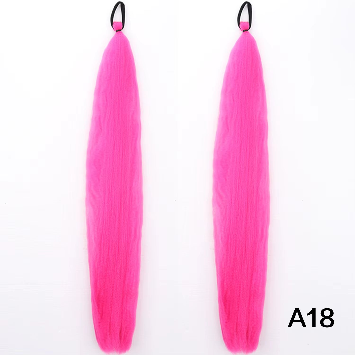 Synthetic DIY Braided Ponytail Extension with Elastic Rubber Band Pink Purple Blue Long Straight Pony Tail for Women Girls Party
