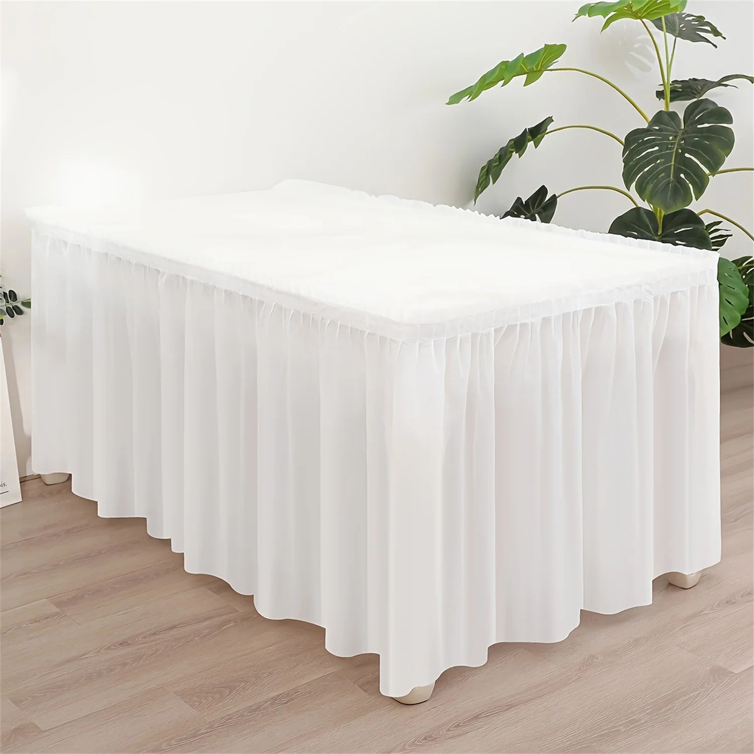Disposable Rectangular Tablecloth Set with Long Skirting - 2 Pieces Solid Color Paper Covers for Events