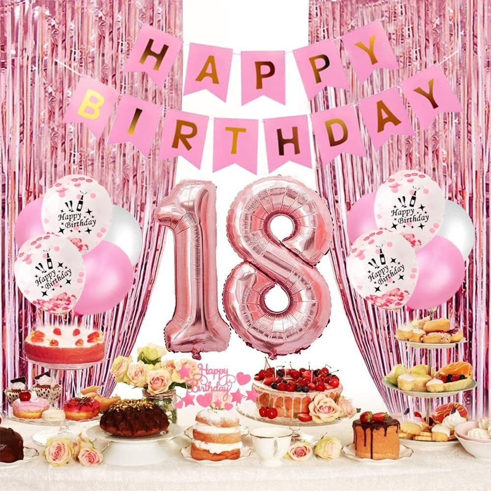 Birthday Party Decorations Celebration Kit, 9.84 X 9.05 X 1.18 In, Latex Pink/White, 39 PCS