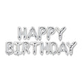 Silver Happy Birthday Air-Filled Balloon Banner, 16 Pieces, by