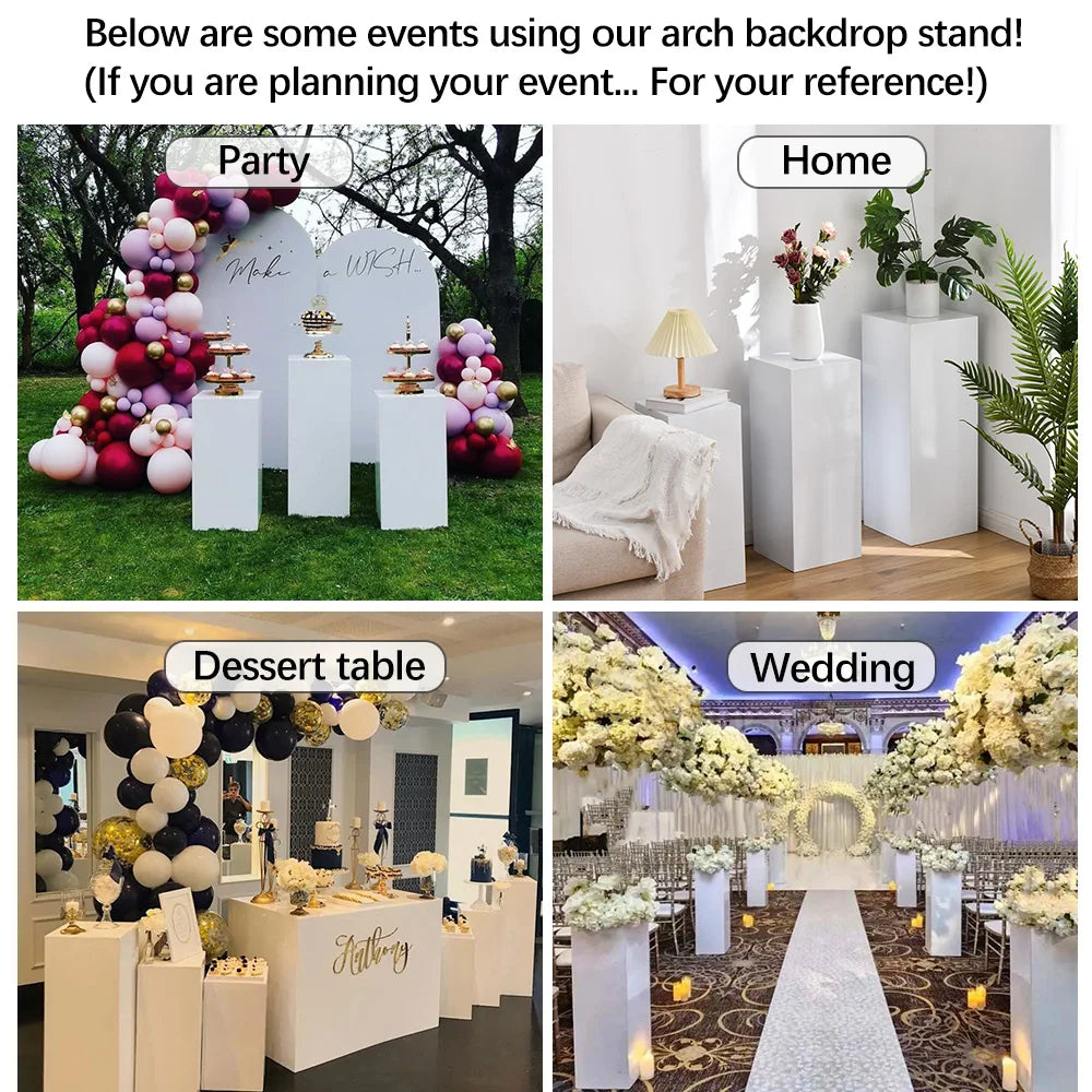 Set of 3 Metal Cake Stands - Elegant White Display Pedestals for Weddings and Sculptural Decor