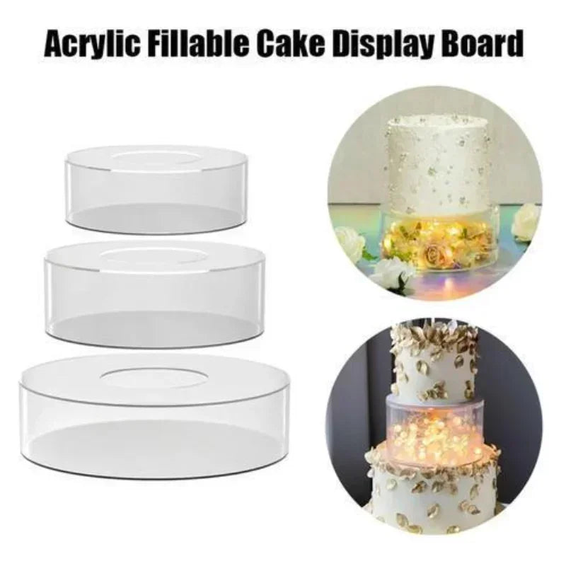 Acrylic Cake Display Board Round/Square/Hexagonal Acrylic Dessert Display Holders Refillable Board Base Clear Cake Stand Tools