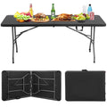 6-Foot Portable Folding Table for Indoor and Outdoor Use with Carrying Handle, Black