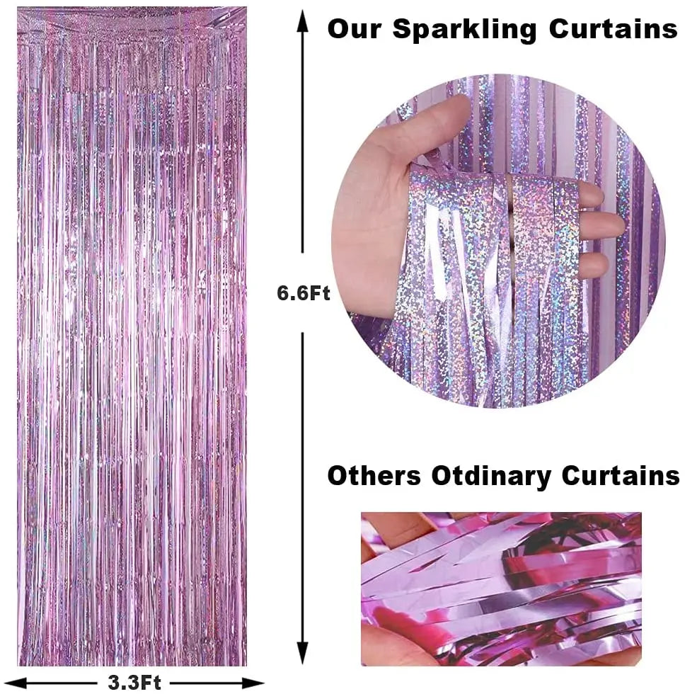 Tinsel Blue Pink Foil Curtain 1X3M Party Background Gold Beige Green Foil Fringe Curtain 1M 2M Backdrop