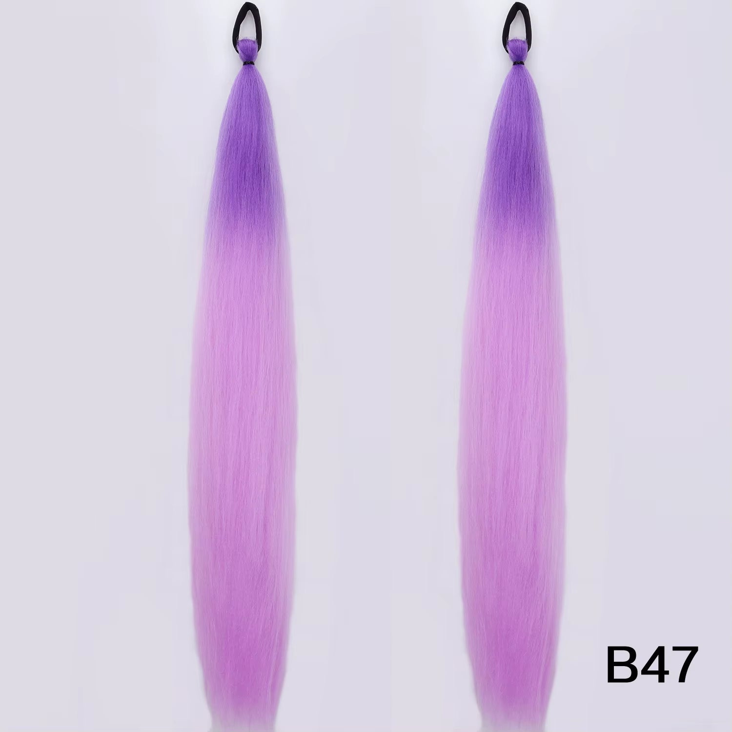 Synthetic DIY Braided Ponytail Extension with Elastic Rubber Band Pink Purple Blue Long Straight Pony Tail for Women Girls Party