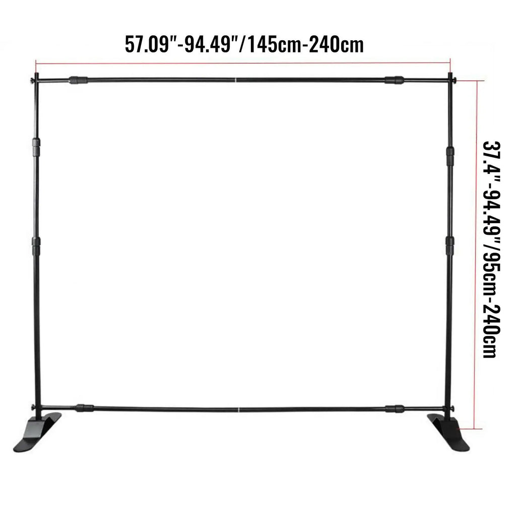 3X2.4M Backdrop Background Stand Adjustable Telescopic Backdrop Banner Stand for Photocall Video Wedding Event Party