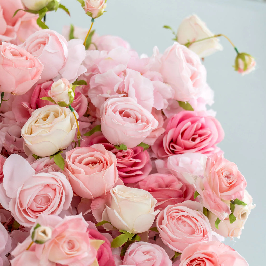 5D Pink Rose Roll-Up Flower Wall Backdrop for Wedding & Party Celebration Decor VF-501