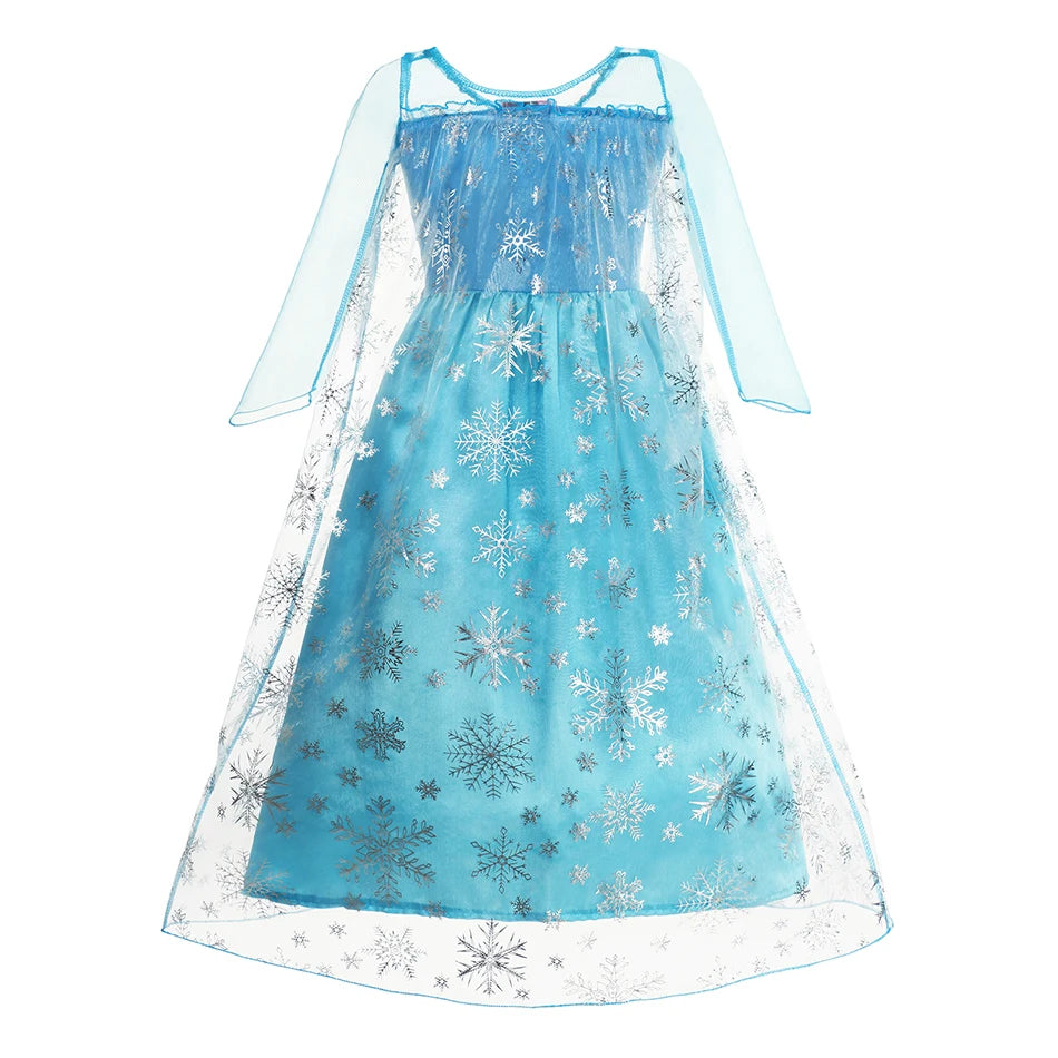 Girls' Snow Queen Costume - Elsa-Inspired Carnival Party Gown for Kids, Perfect for Birthdays and Dress-Up Play