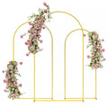 Metal Arch Backdrop Stand Set of 3,7/6.5/6 Ft Wedding Arch Frame, Balloon Backdrop Arch Stand Set, Gold