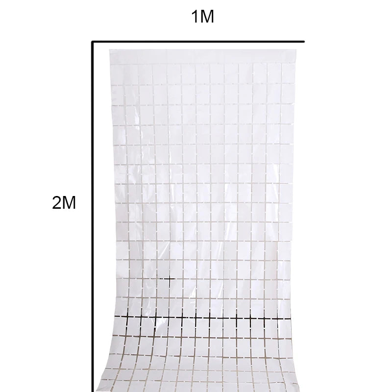 1*2M Mirror Suare Backdrop Foil Curtain Wedding Backdrop Birthday Party Decorations Wall Decor Birthday Photo Zone Mirror Wall