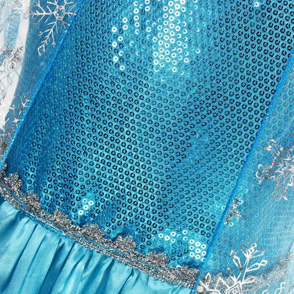 Girls' Snow Queen Costume - Elsa-Inspired Carnival Party Gown for Kids, Perfect for Birthdays and Dress-Up Play