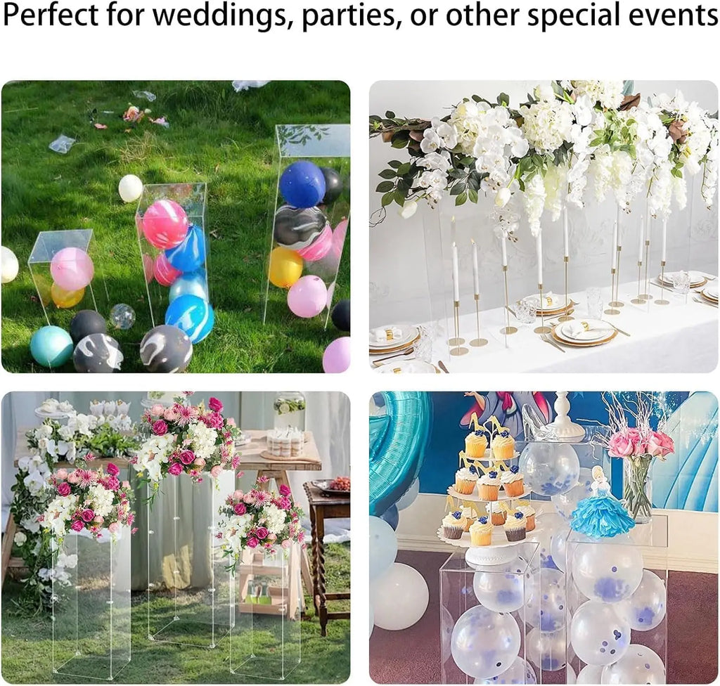 6PCS Acrylic Pedestal Stand for Display Clear Lucite Display Pedestal for Party, Flowers Sculptures Cake Wedding Party Decor