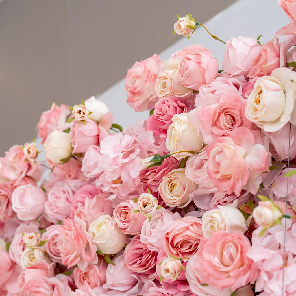 5D Pink Rose Roll-Up Flower Wall Backdrop for Wedding & Party Celebration Decor VF-501
