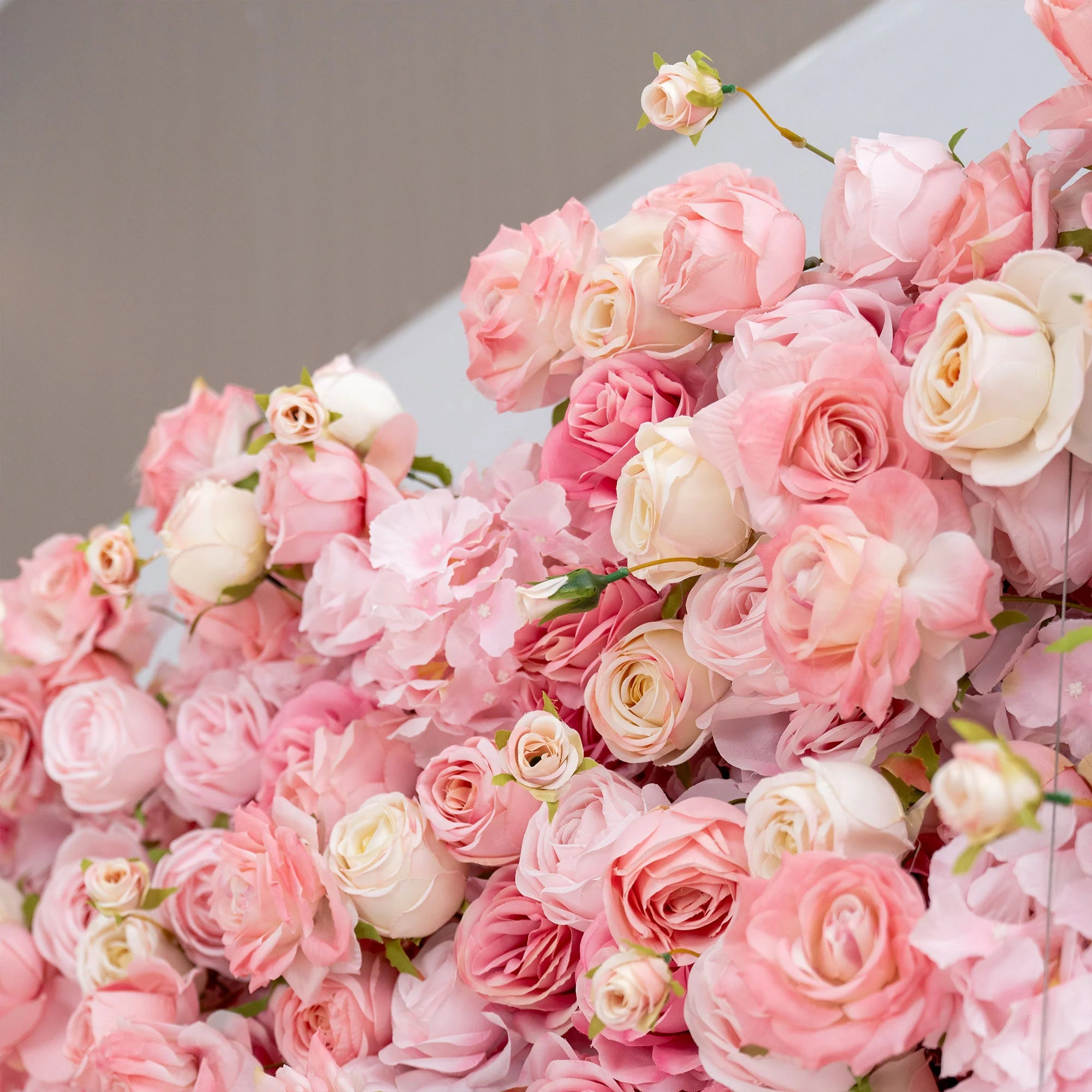 5D Pink Rose Roll-Up Flower Wall Backdrop for Wedding & Party Celebration Decor VF-501