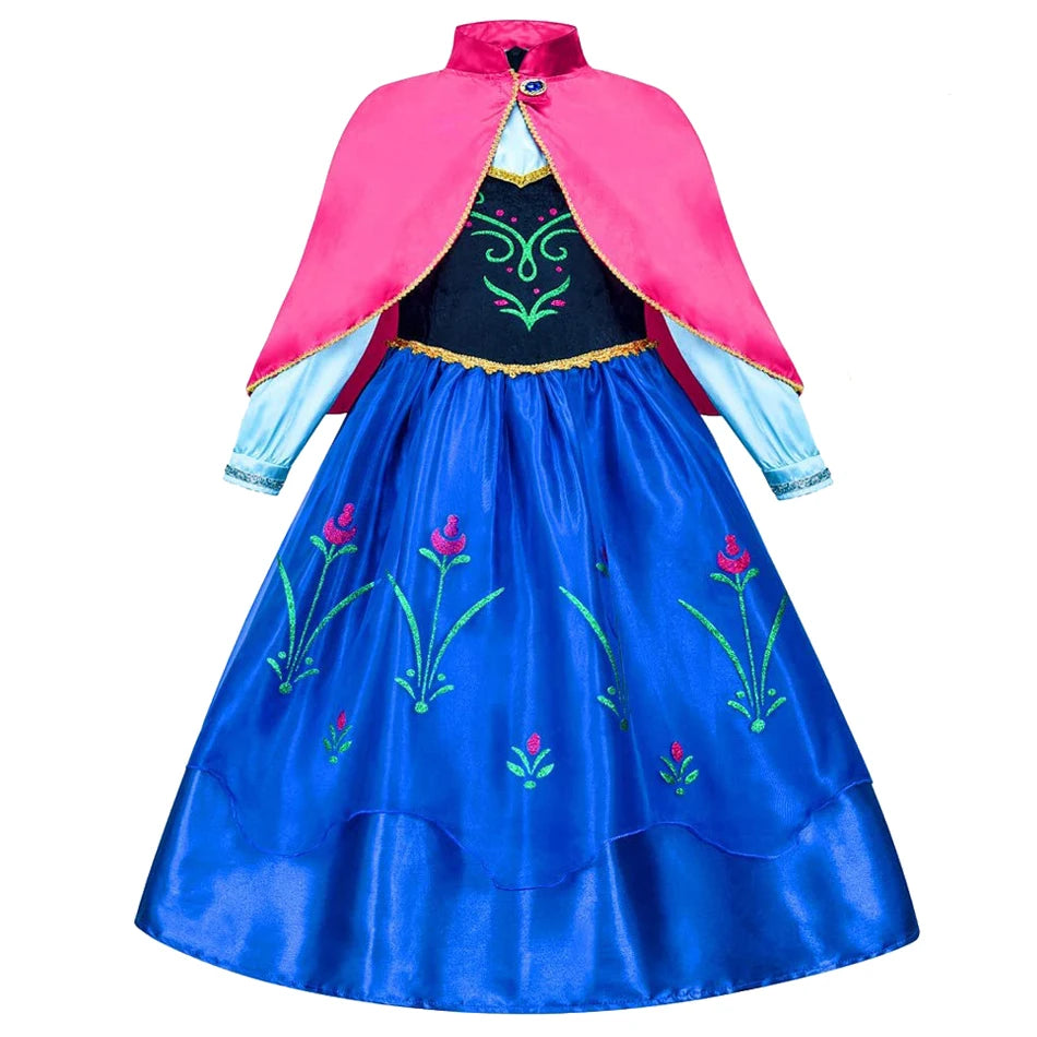 Frozen Anna Princess Dress for Girls - Halloween Cosplay Costume 2026, Snow Queen Outfit for Children Ages 2-10