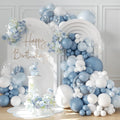 135 Pcs Dusty Blue Balloons Arch Garland Kit, Latex Blue White Clear Balloon for Wedding Birthday Graduation Baby Shower Gender Reveal Party Decoration Supplies