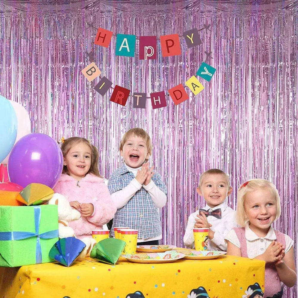 Tinsel Blue Pink Foil Curtain 1X3M Party Background Gold Beige Green Foil Fringe Curtain 1M 2M Backdrop