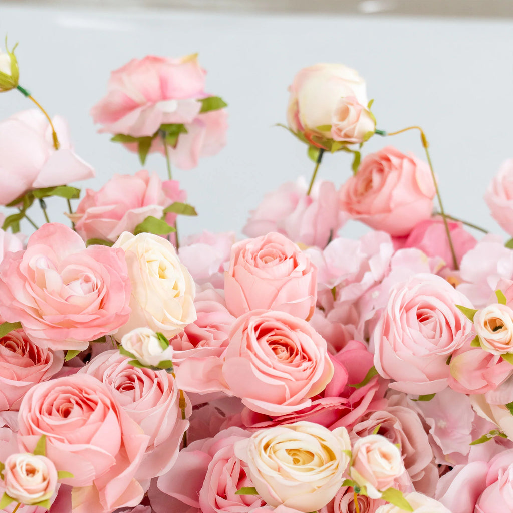 5D Pink Rose Roll-Up Flower Wall Backdrop for Wedding & Party Celebration Decor VF-501