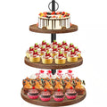 3-Tier Brown Wooden Cupcake Stand for 50 Cupcakes, Wood Cupcake Tower Cake Stand Tiered Tray Stand for Wedding Birthday