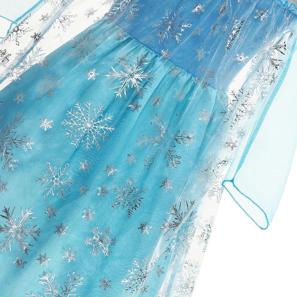 Girls' Snow Queen Costume - Elsa-Inspired Carnival Party Gown for Kids, Perfect for Birthdays and Dress-Up Play