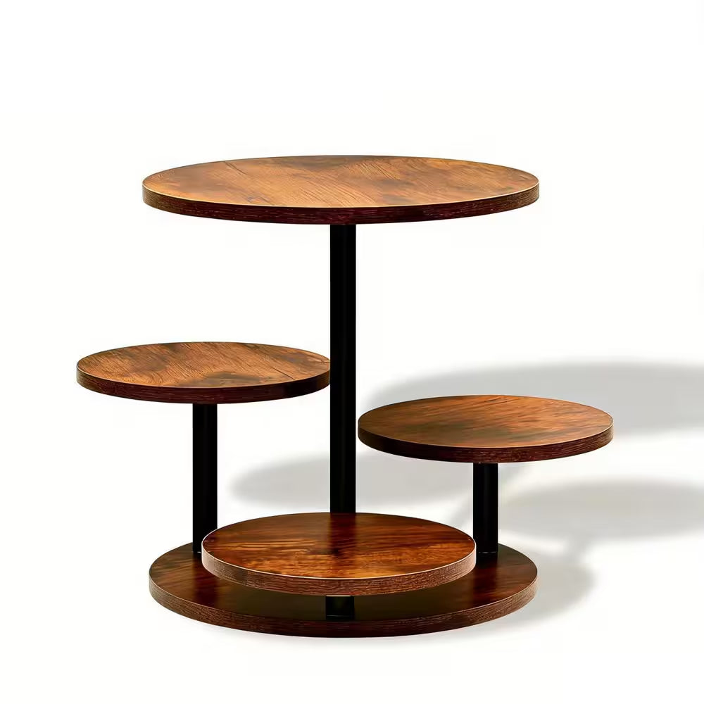 4-Tier Wood Cake Stand for 50 Cupcakes, 360° Rotatable round Cake Stand with Tiered Tray for Wedding Birthday Tea Party