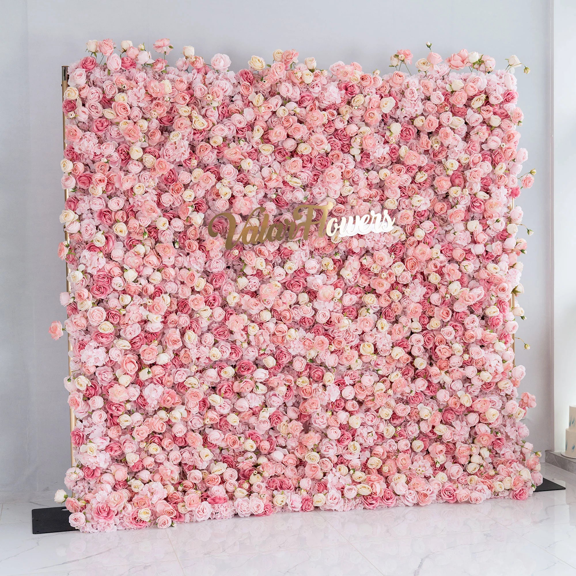 5D Pink Rose Roll-Up Flower Wall Backdrop for Wedding & Party Celebration Decor VF-501