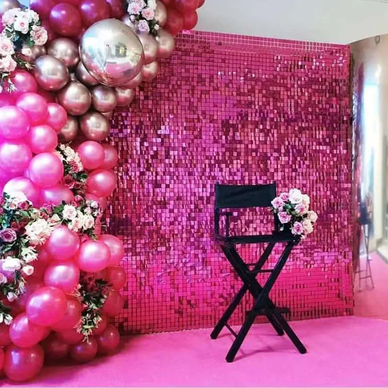 1*2M Mirror Suare Backdrop Foil Curtain Wedding Backdrop Birthday Party Decorations Wall Decor Birthday Photo Zone Mirror Wall