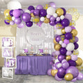 Purple Balloons Garland Arch Kit, Light Pastel Purple Gold White Balloons Confetti Latex Metallic Balloons for Women Birthday Baby Shower Wedding Party Decorations Supplies