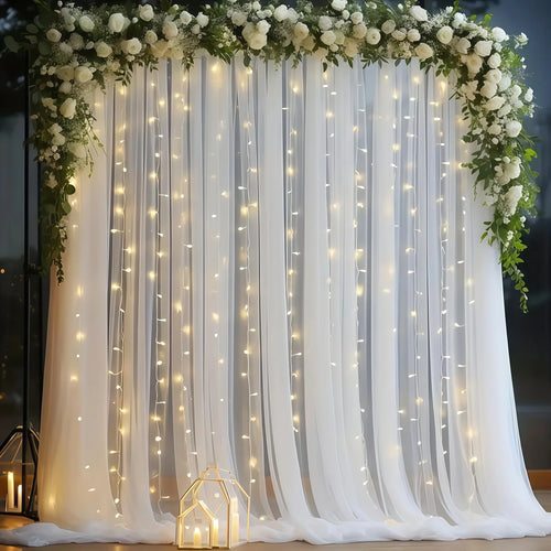 3*3M Tulle Backdrop Curtains, Optional Curtains Light, Decoration for Home Wedding Birthday Party Christmas Photography Backdrop