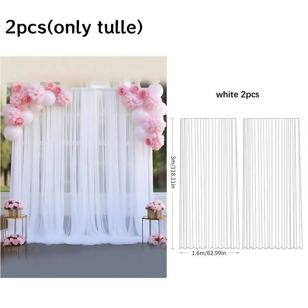 3*3M Tulle Backdrop Curtains, Optional Curtains Light, Decoration for Home Wedding Birthday Party Christmas Photography Backdrop