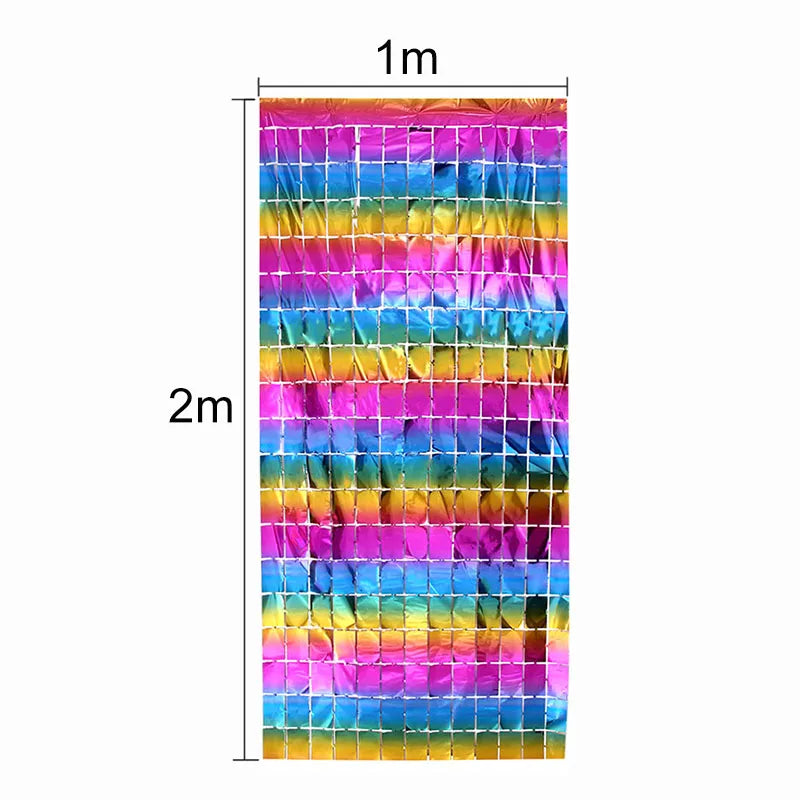 1*2M Mirror Suare Backdrop Foil Curtain Wedding Backdrop Birthday Party Decorations Wall Decor Birthday Photo Zone Mirror Wall