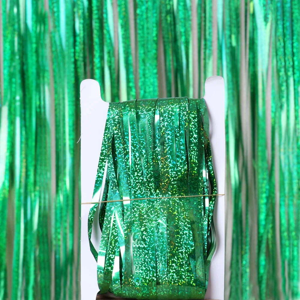 Tinsel Blue Pink Foil Curtain 1X3M Party Background Gold Beige Green Foil Fringe Curtain 1M 2M Backdrop