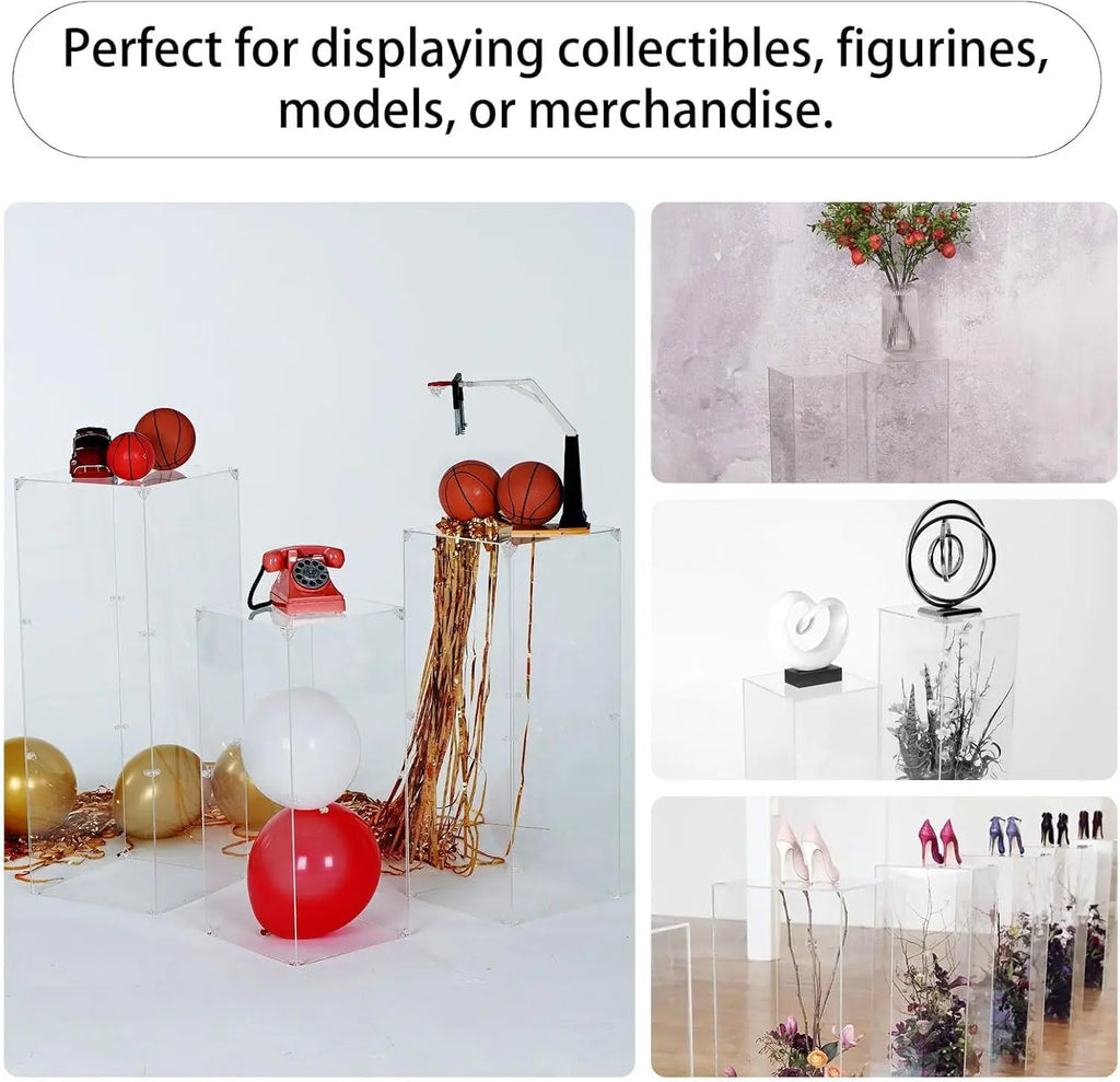6PCS Acrylic Pedestal Stand for Display Clear Lucite Display Pedestal for Party, Flowers Sculptures Cake Wedding Party Decor