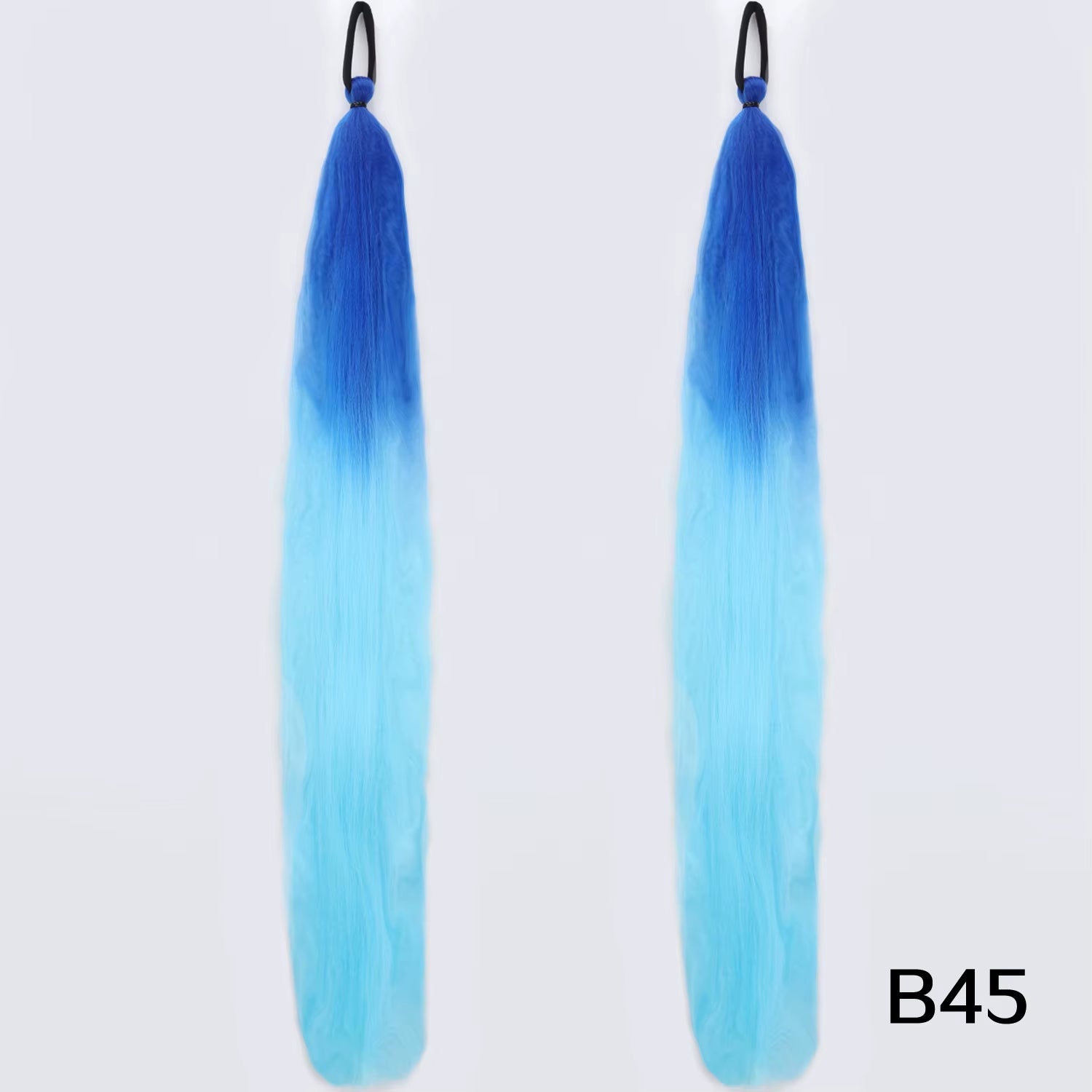 Synthetic DIY Braided Ponytail Extension with Elastic Rubber Band Pink Purple Blue Long Straight Pony Tail for Women Girls Party