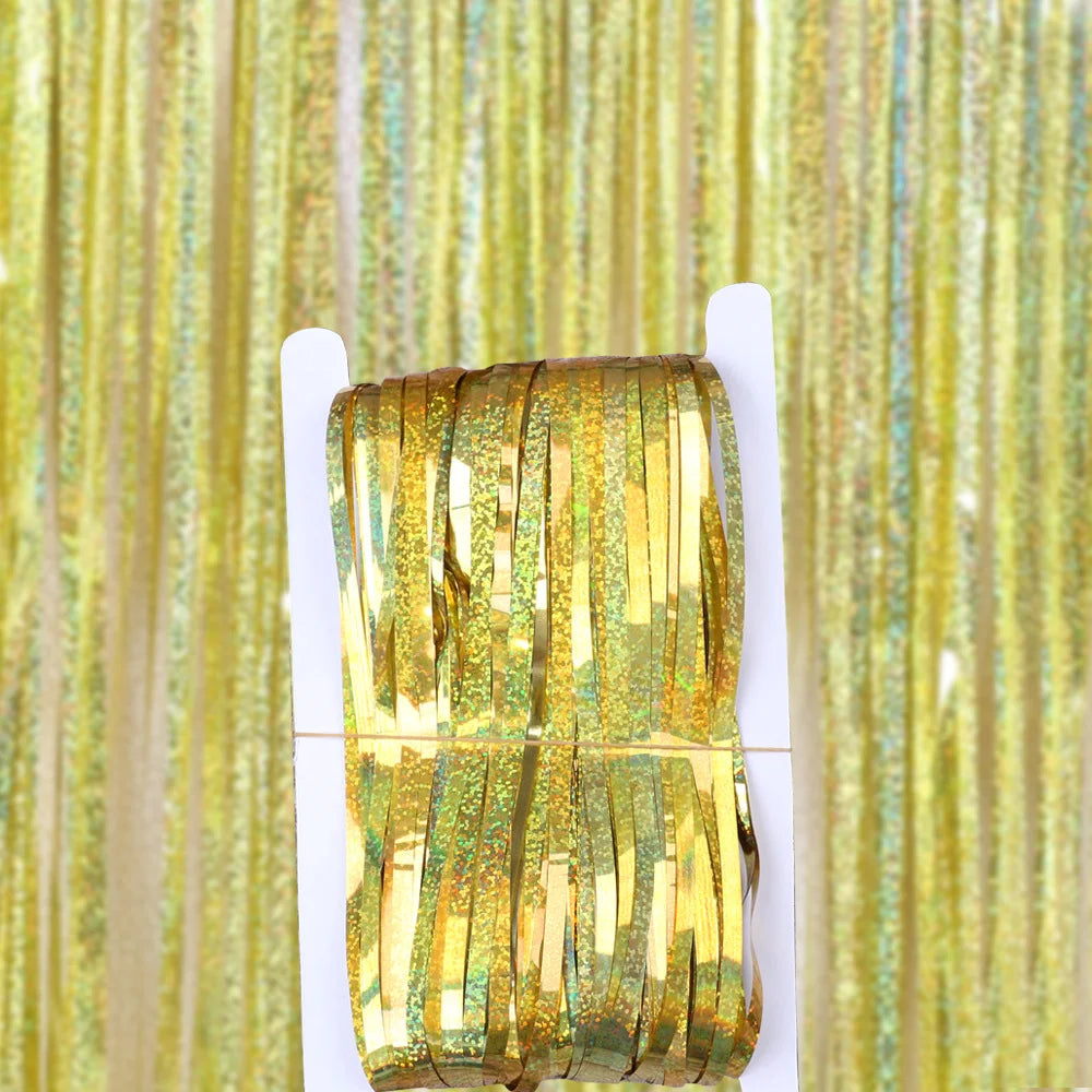 Tinsel Blue Pink Foil Curtain 1X3M Party Background Gold Beige Green Foil Fringe Curtain 1M 2M Backdrop