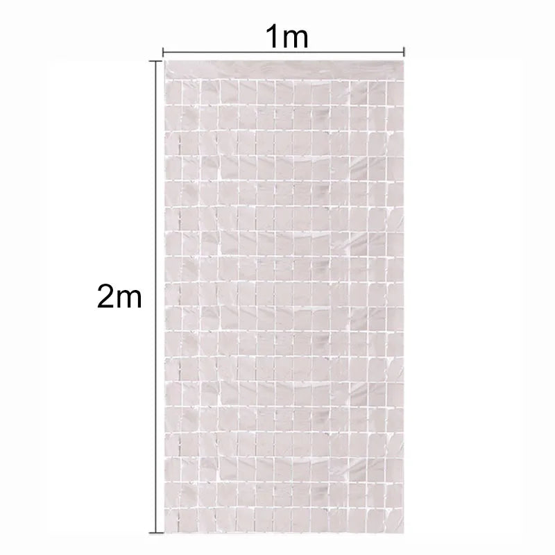 1*2M Mirror Suare Backdrop Foil Curtain Wedding Backdrop Birthday Party Decorations Wall Decor Birthday Photo Zone Mirror Wall