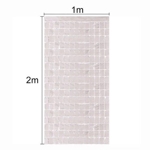 1*2M Mirror Suare Backdrop Foil Curtain Wedding Backdrop Birthday Party Decorations Wall Decor Birthday Photo Zone Mirror Wall