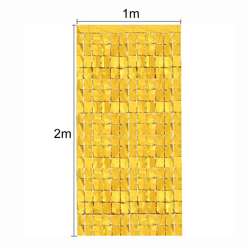 1*2M Mirror Suare Backdrop Foil Curtain Wedding Backdrop Birthday Party Decorations Wall Decor Birthday Photo Zone Mirror Wall