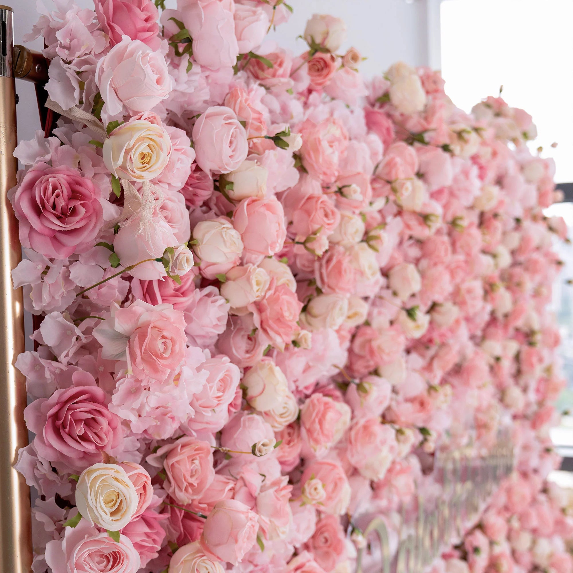 5D Pink Rose Roll-Up Flower Wall Backdrop for Wedding & Party Celebration Decor VF-501