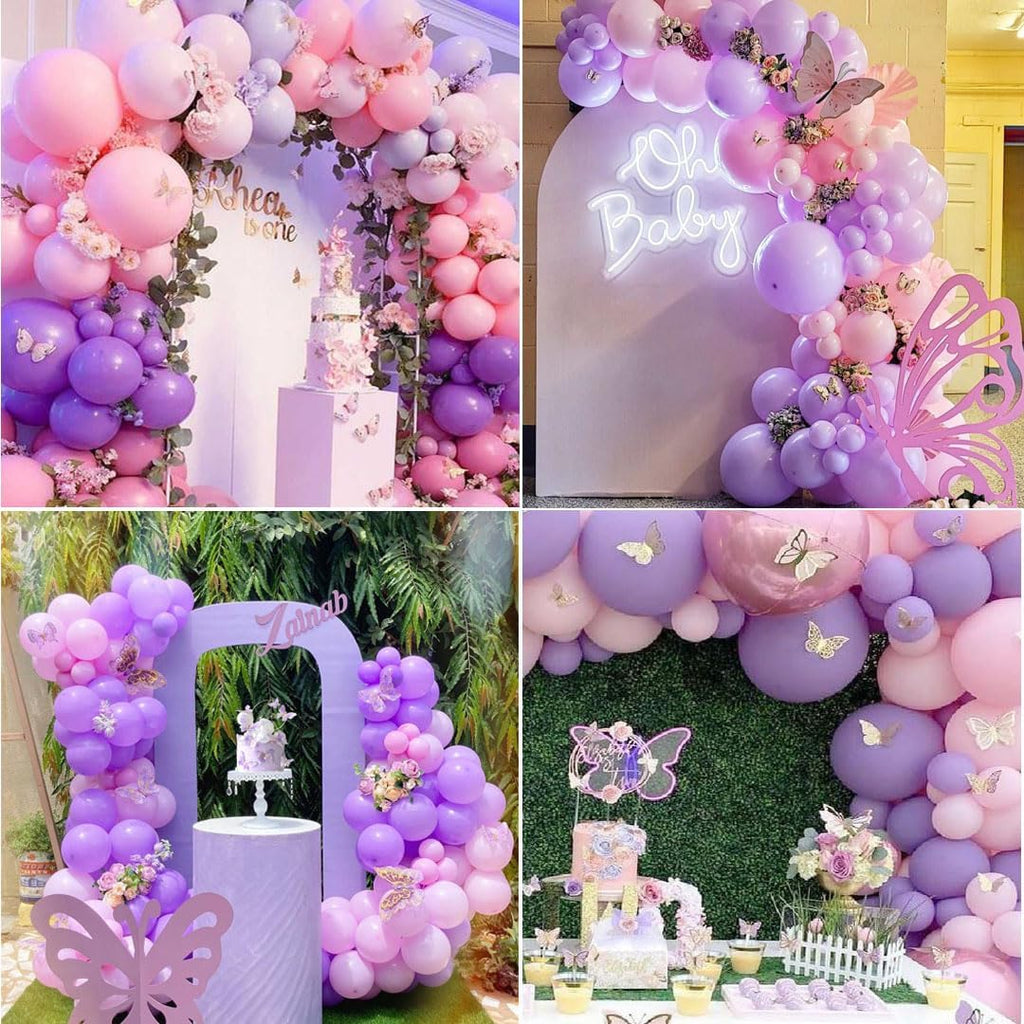 Pink and Purple Party Balloons, 50Pcs 12 Inch Purple Pink Balloons, Metallic Pin
