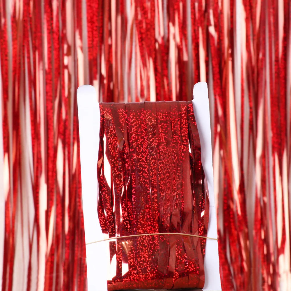 Tinsel Blue Pink Foil Curtain 1X3M Party Background Gold Beige Green Foil Fringe Curtain 1M 2M Backdrop