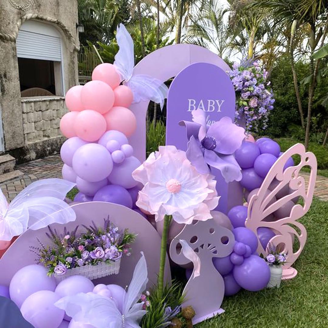 Pink and Purple Party Balloons, 50Pcs 12 Inch Purple Pink Balloons, Metallic Pin