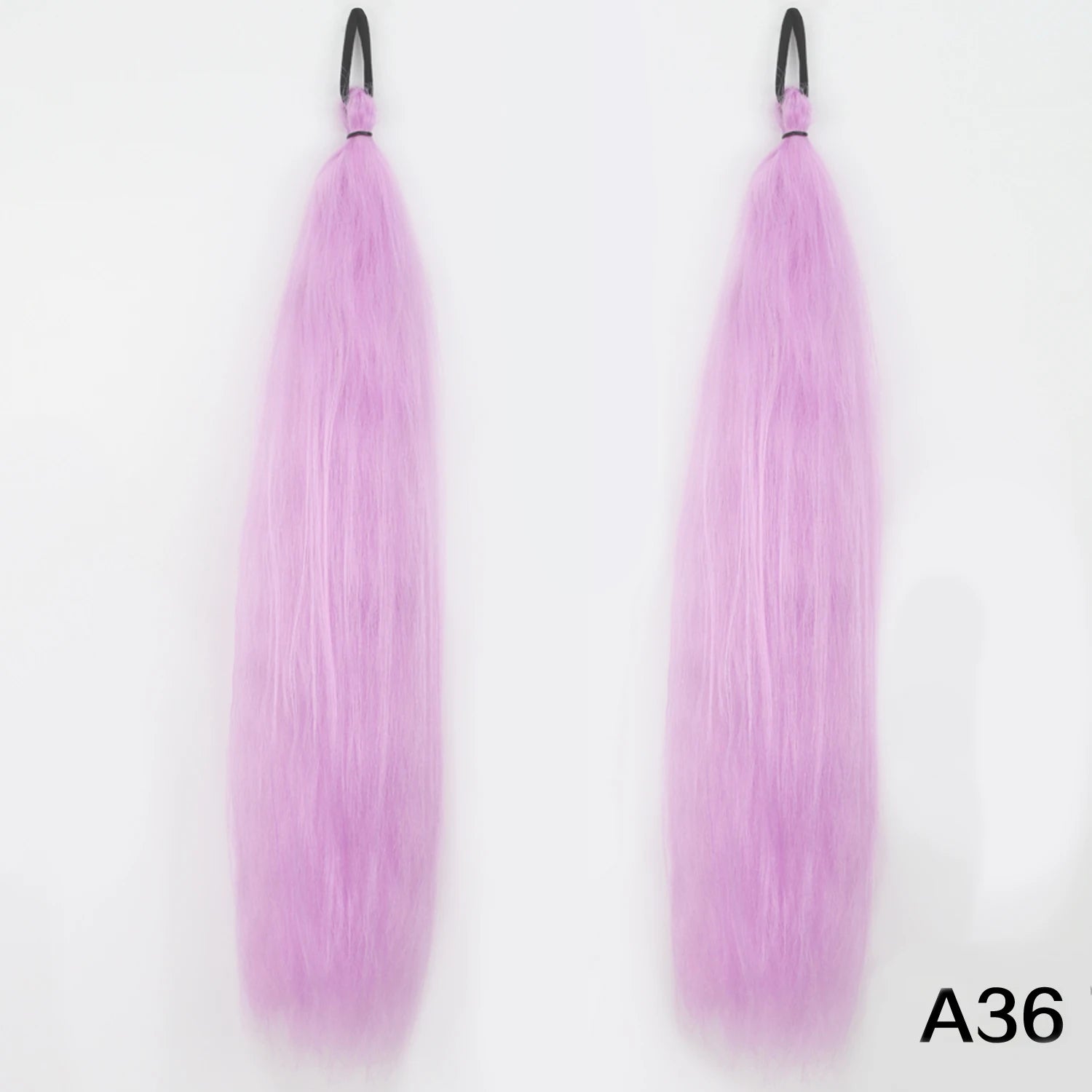 Synthetic DIY Braided Ponytail Extension with Elastic Rubber Band Pink Purple Blue Long Straight Pony Tail for Women Girls Party