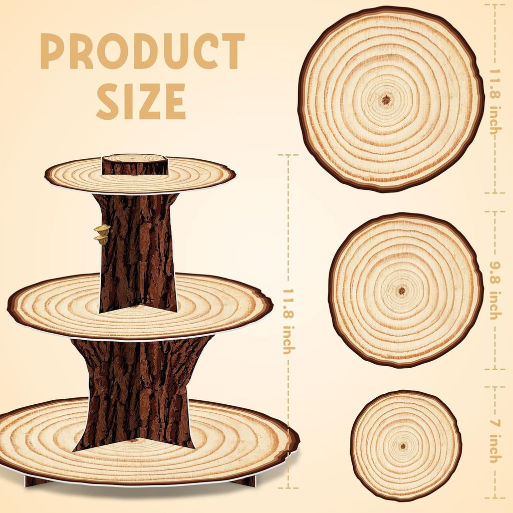 Three-Tier Wooden Cupcake Stand for Western-Themed Parties
