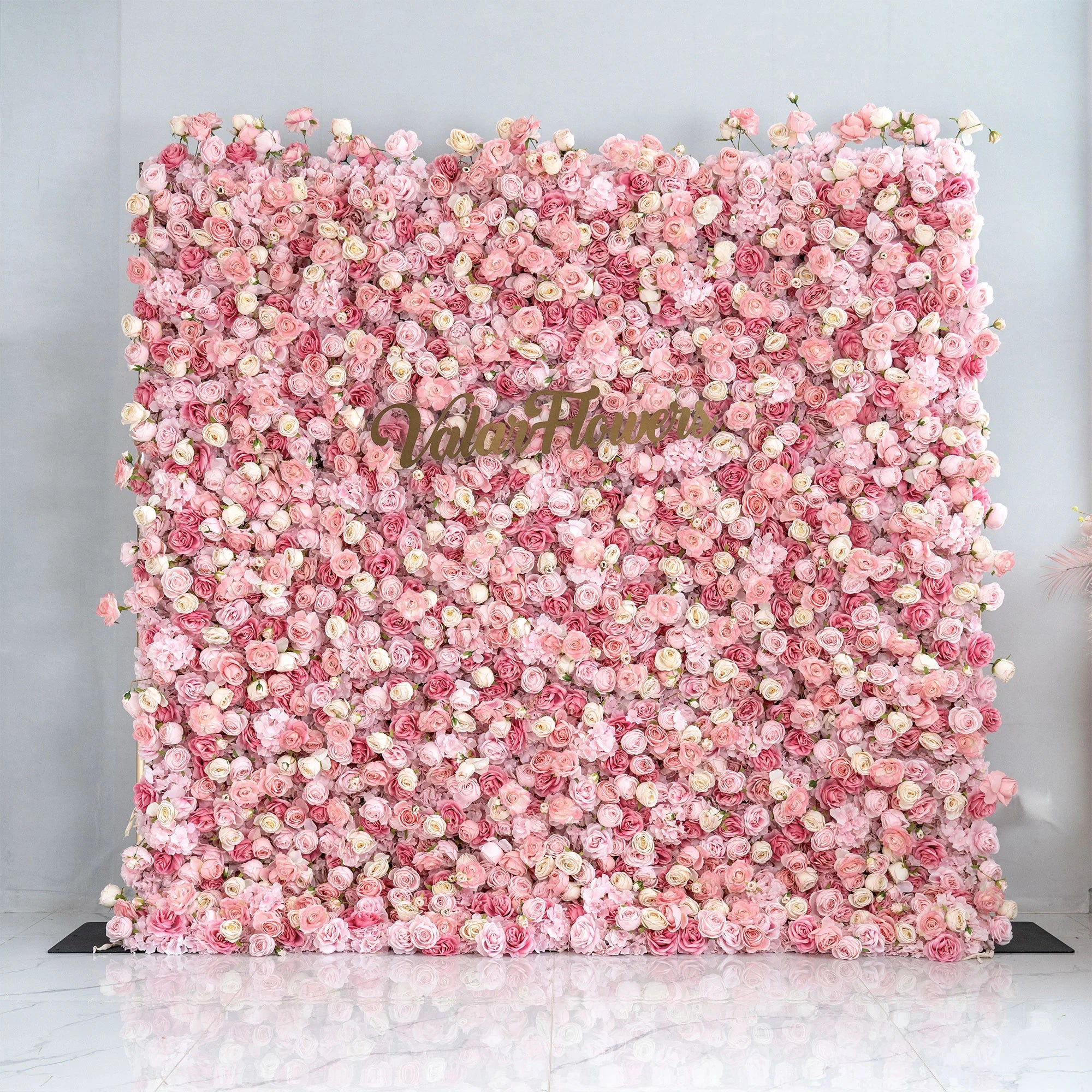 5D Pink Rose Roll-Up Flower Wall Backdrop for Wedding & Party Celebration Decor VF-501
