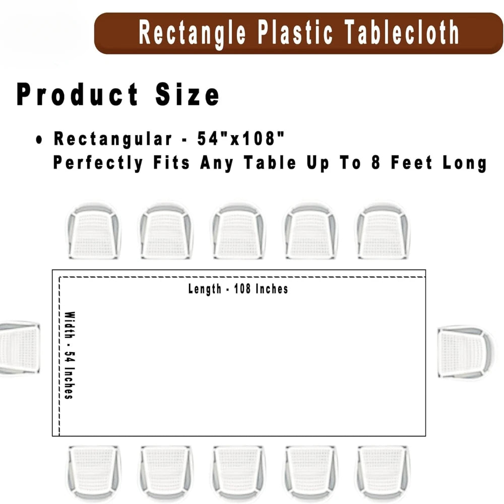 54 x 108 Inch Black Disposable Plastic Tablecloths - Rectangular Solid Color Smooth Covers for Events and Celebrations